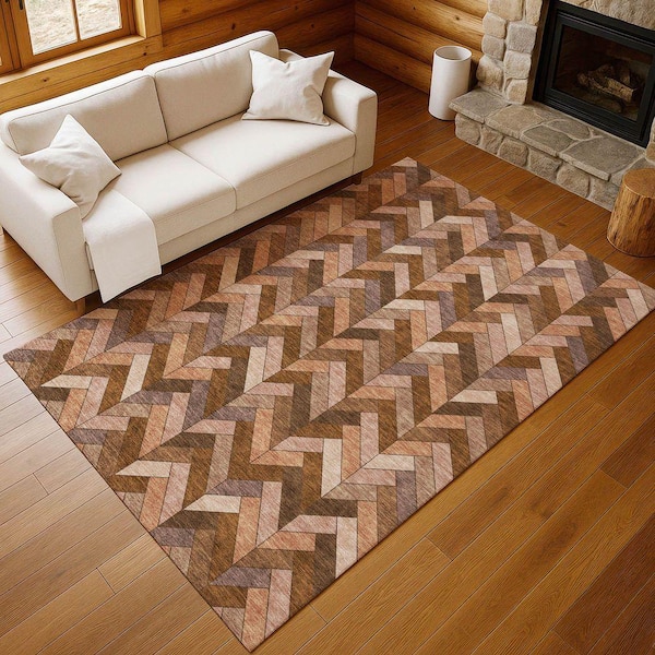 Chantille Machine Washable Indoor/Outdoor Abstract ACN2296 Copper 5 ft. x 7 ft. 6 in. Area Rug