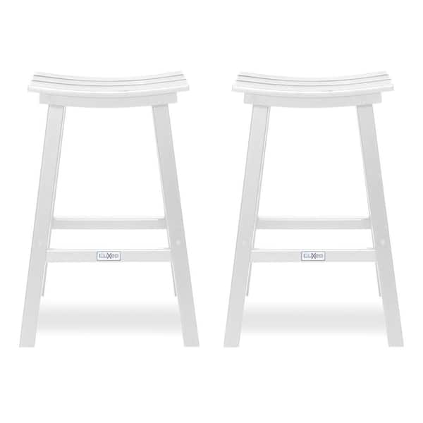 LuXeo Bailey White Plastic Outdoor Bar Stool, Set of 2