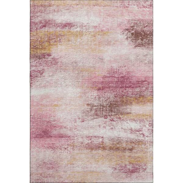 Mayfield Premium Machine Washable Abstract AMF2402 Blush 10 ft. x 14 ft. Area Rug
