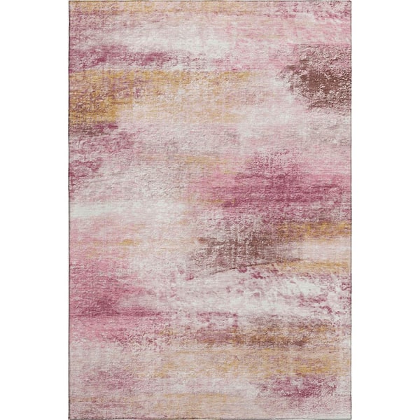 Mayfield Premium Machine Washable Abstract AMF2402 Blush 9 ft. x 12 ft. Area Rug