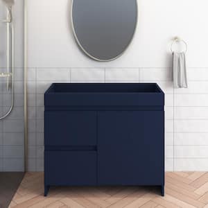 Mace 40 in. W x 18 in. D x 34 in. H Bath Vanity Cabinet without Top in Navy with Left-Side Drawers