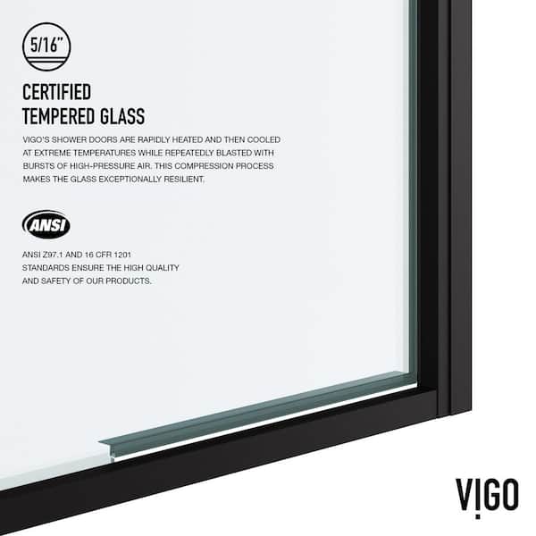 Astoria 30 in. W x 76 in. H Space Saving Framed Pivot Shower Door in Matte Black with Clear Glass
