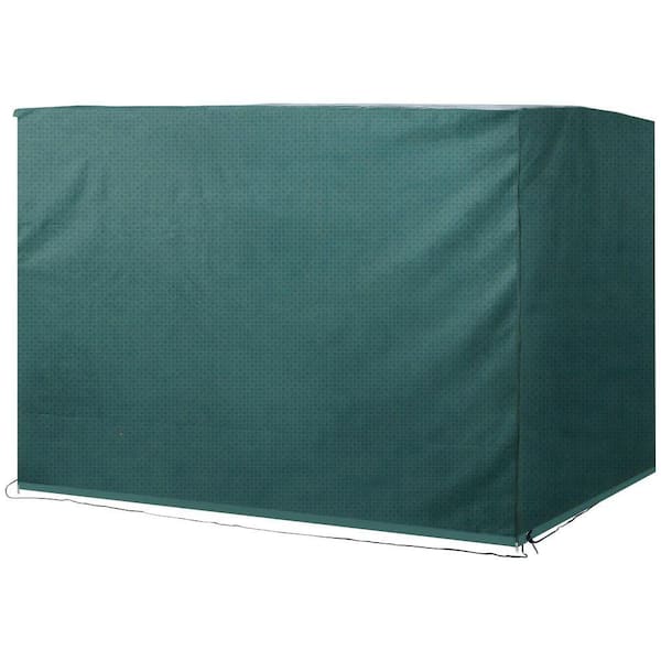 3-Seater Outdoor Swing Cover 85"x61"x59"-Waterproof PE UV-Resistant, Drawstring/Eyelets, Dark Green for Hammock/Table