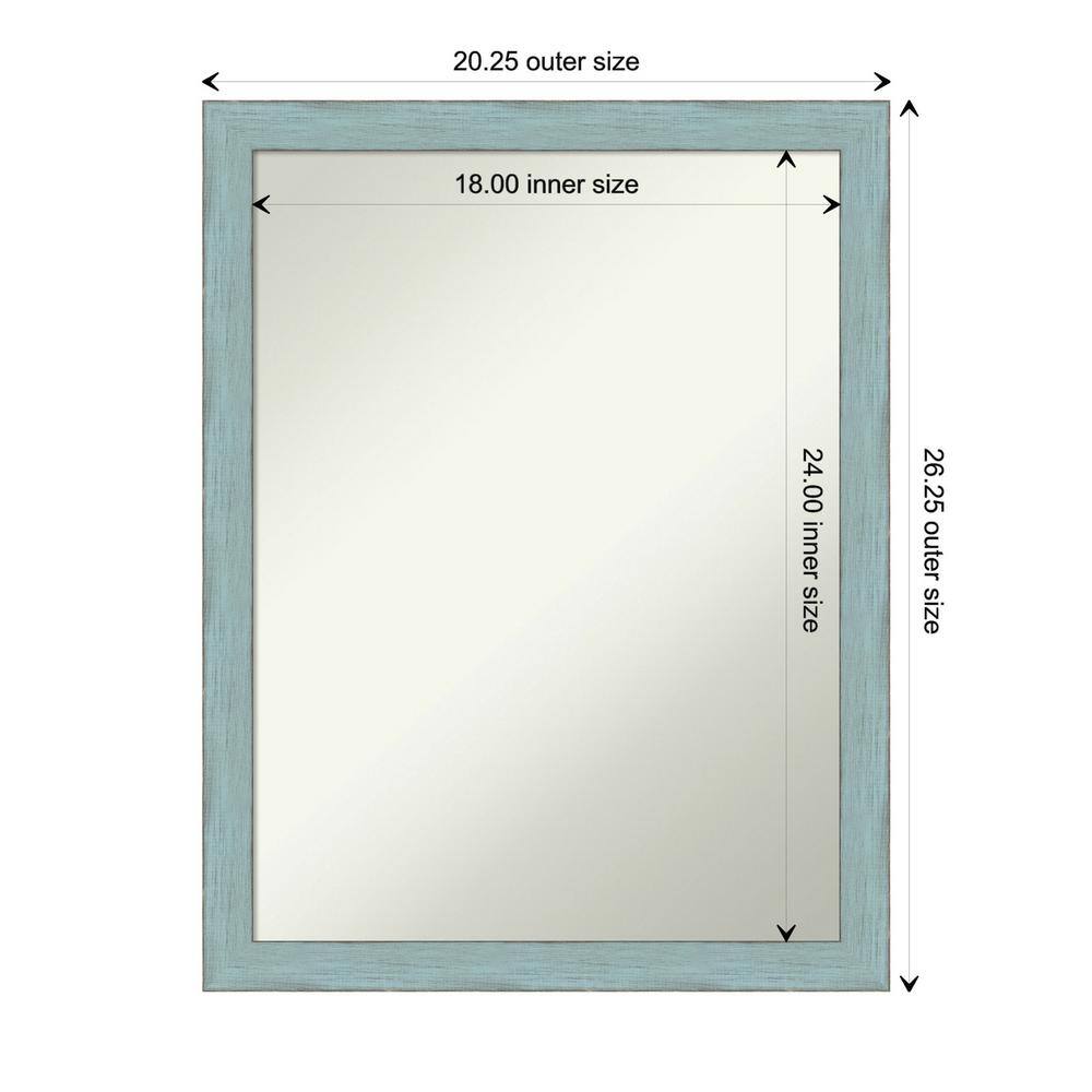 Sky Blue Rustic Wood Framed Bathroom Vanity Mirror