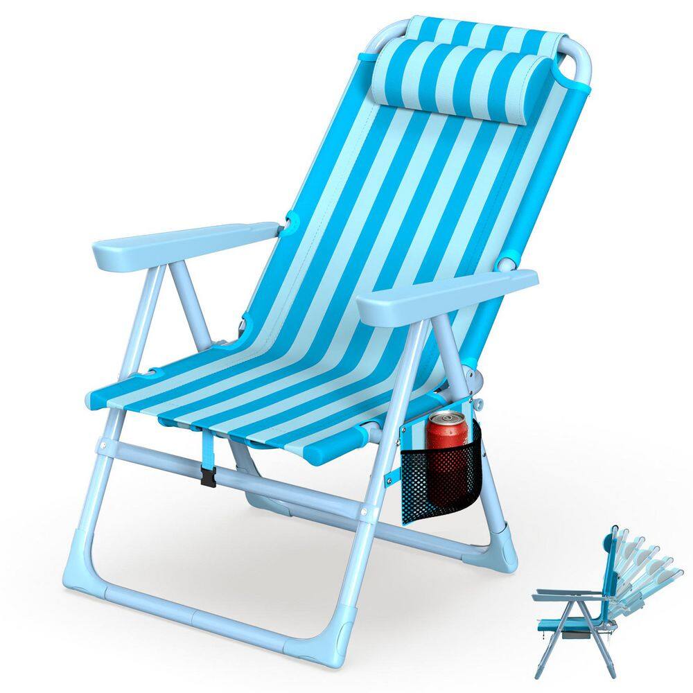 Folding Beach Chair w/ Cup Holder, High-Back Recliner, 350 lbs. Heavy-Duty Metal Outdoor Chair w/ Shoulder Straps price history on PriceWatchPro