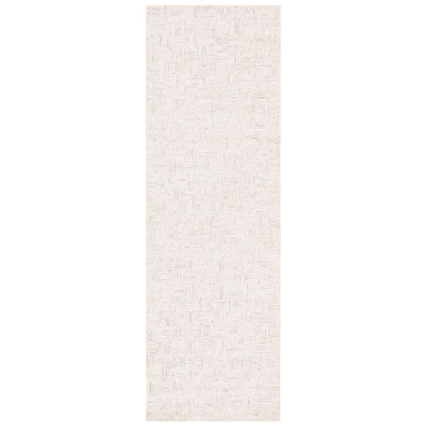 SAFAVIEH Micro-Loop Light Grey/Ivory 2 ft. x 7 ft. Striped Solid Color Runner Rug