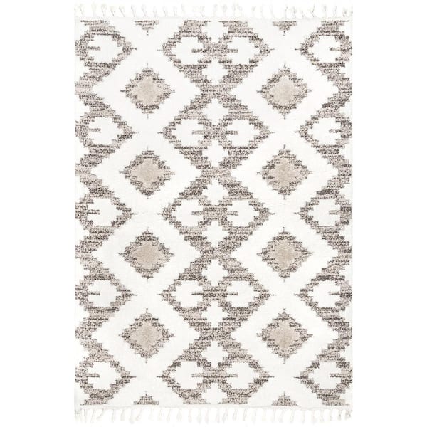 nuLOOM Amalia Beige 7 ft. x 9 ft. Southwestern High Low Shaggy Tassel Indoor Area Rug