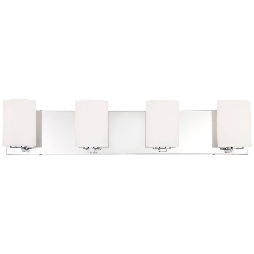 Oslo Opal Shade Chrome Cylinder Bathroom Vanity Light