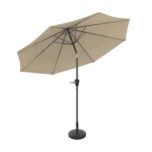 10 ft. Outdoor Market Patio Umbrella with Auto-Tilt and Base in Sand