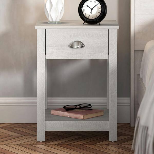 HOMESTOCK 21.6 in. H x 12 in. W x 16 in. D Cream Night Stand