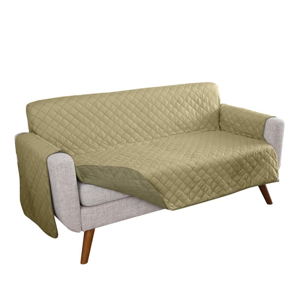 Sage and Olive Reversible Quilted Sofa Protector