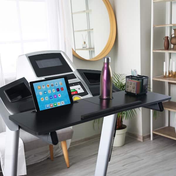 RAD Sportz 36.25 in. W Rectangular Wood Treadmill Desk Workstation- Portable Workstation with Cupholder and Tablet Slot (Black)