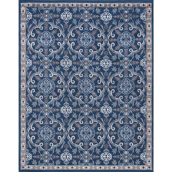 Hampton Brocade Navy 5 ft. x 7 ft. Indoor Area Rug