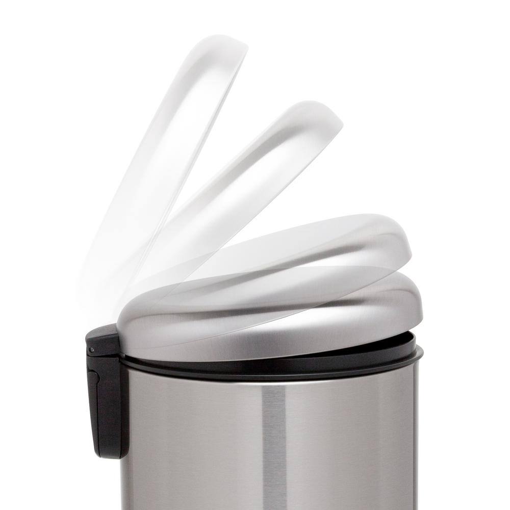 Compact Stainless Steel 1.6 Gallon Step-On Trash Can Set