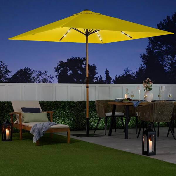 best choice products 9ft steel half patio umbrella Best Choice Products 9ft Deep Square Solar LED Lighted Patio Umbrella w/ Faux Wood Texture, UV-Resistant