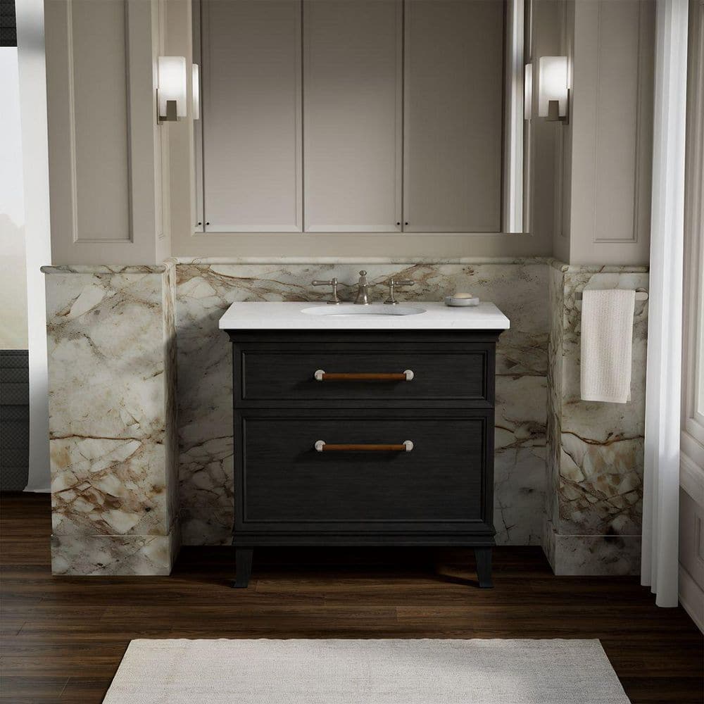 Artifacts 36 in. Single Sink Bath Vanity Cabinet without Top in Carbon Oak price history on PriceWatchPro