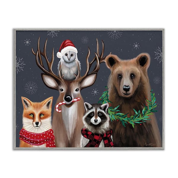 Stupell Industries Winter Woodland Animals by Elizabeth Tyndall 1-Piece Framed Graphic Print Animal Poster Art Print 14 in. x 11 in.