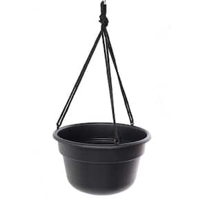 Dura Cotta 12 in. Black Plastic Self Watering Hanging Basket Planter
