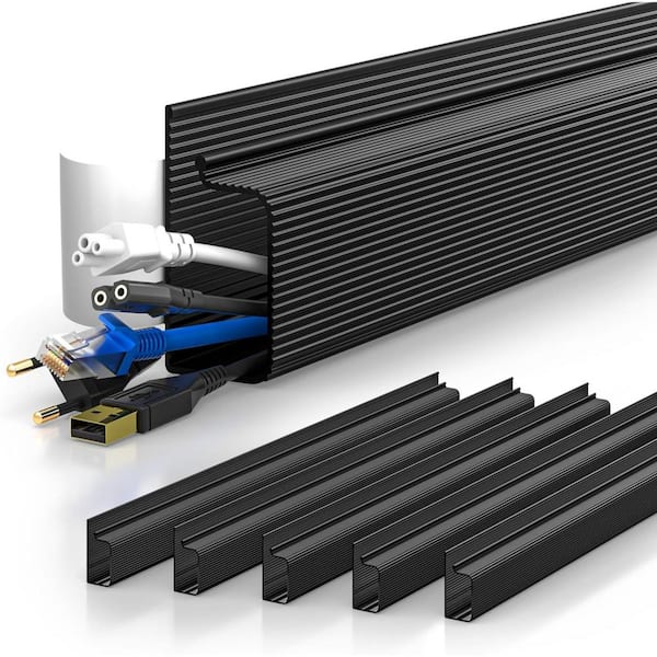 6x15.7in Cable Management Cord Organizer Easy Install Self-Adhesive Desk Wire Holder Black