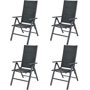 Patio Dining Chairs Adjustable Sling Back Chairs Folding Outdoor Lounge Chairs for Camping Garden (Set of 4)
