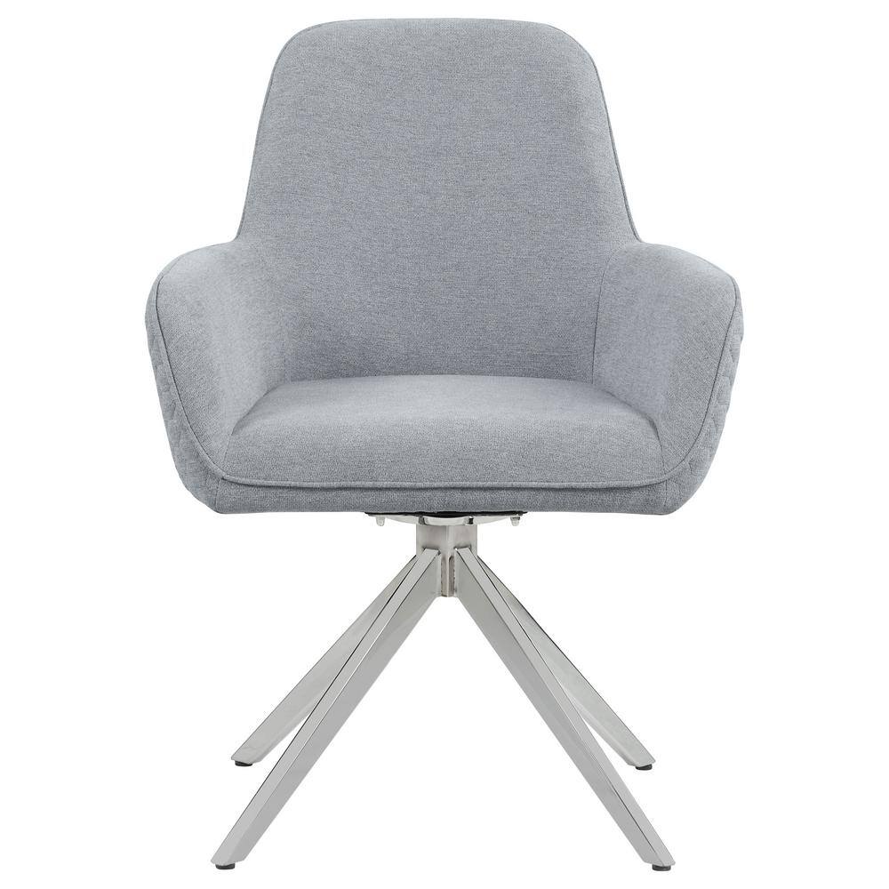 Gray Upholstered Swivel Side Chair with Chrome Legs