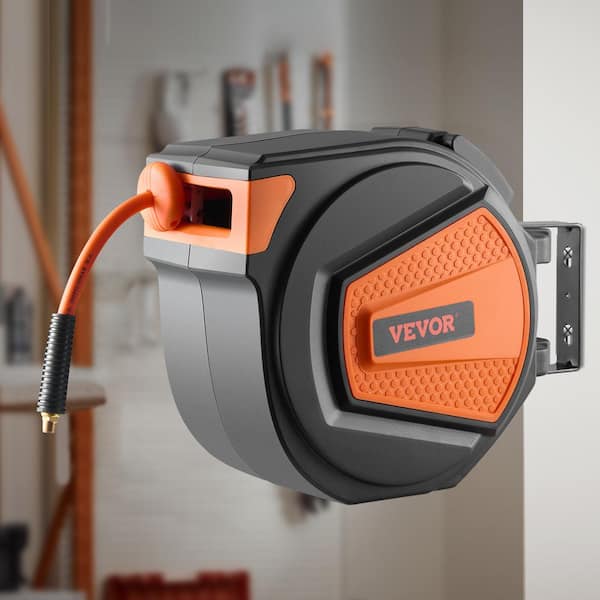 Retractable Air Hose Reel, 3/8 in. x 65 ft. Hybrid Air Hose Max 300PSI, Air Compressor Hose Reel Auto-Rewind wih 6. 6ft.