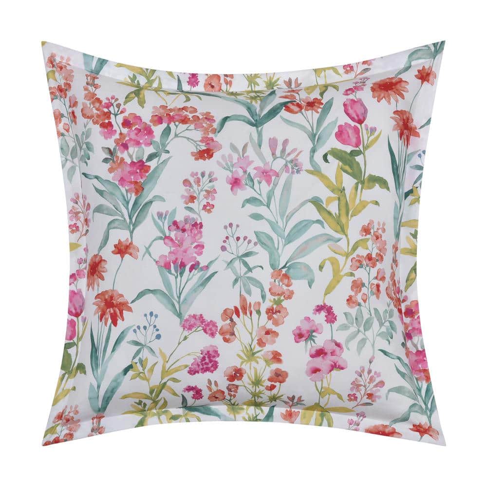 Tahlia Pink Floral Polyester Euro Sham 26 in. L X 26 in. W.