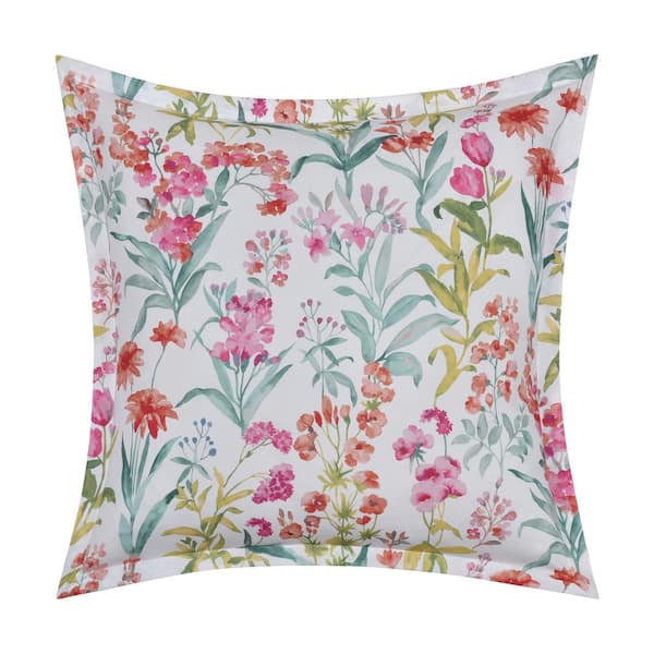 Tahlia Pink Floral Polyester Euro Sham 26 in. L X 26 in. W. 3016036EURO The Home Depot