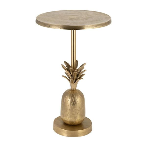 Liv & Skye 15 in. Gold Round Metal Accent Table