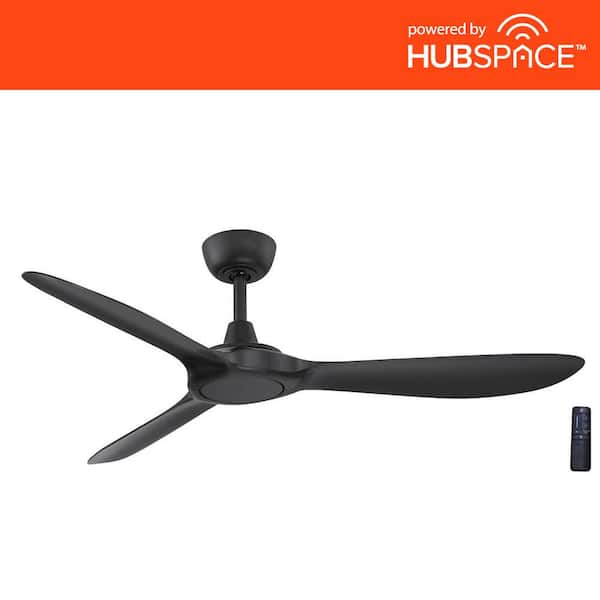 Home Decorators Collection Tager 52 in. Smart Indoor/Outdoor Matte Black with Matte Black Blades Ceiling Fan with Remote Powered by Hubspace