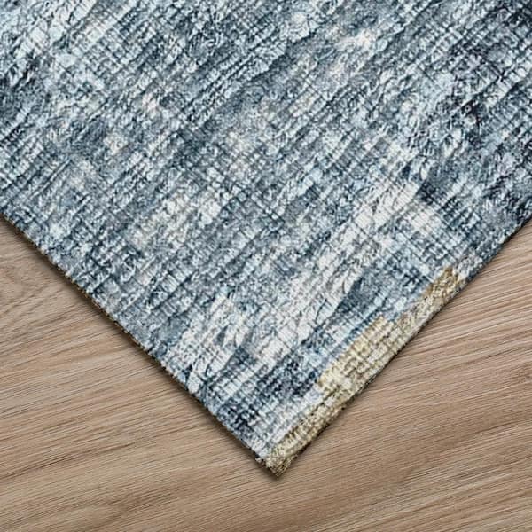 Accord Blue 2 ft. 3 in. x 7 ft. 6 in. Abstract Indoor/Outdoor Washable Area Rug