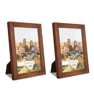 Grooved 6 in. x 8 in. Walnut Picture Frame (Set of 2)