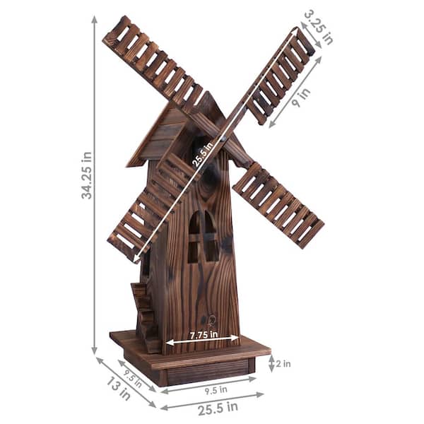 Decorative Wooden Windmill Statue Outdoor Garden Decor Yard Patio Ornament Dutch 