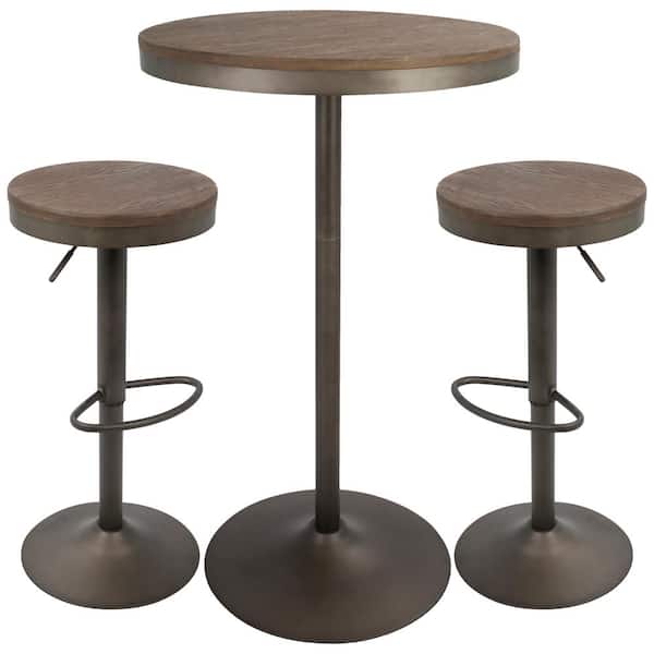Dakota 3-Piece Antique and Brown Pub Set