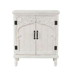 LuxenHome Farmhouse White Wood 2-Door Accent Storage Cabinet WHIF1059