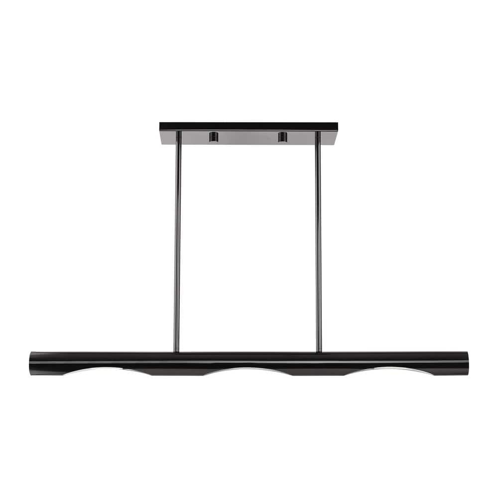 Acra Minimalist Black Chrome 3-Light Linear Chandelier