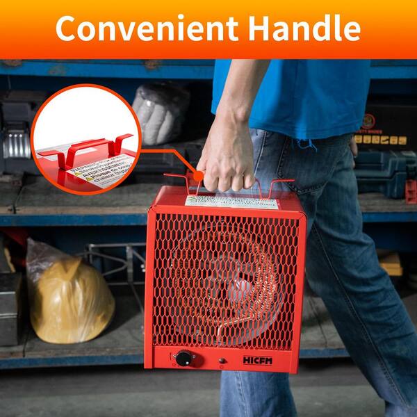 AFAIF - Electric Portable Fan-Forced Heater 240V 4800-Watt, Fast Heats up to 500 sq. ft, Carry Handle and Overheat Protection