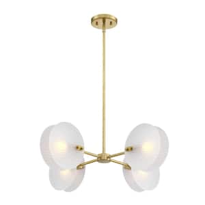 Sky Fall 4-Light Brushed Gold Contemporary Geometric Chandelier for Dining Rooms