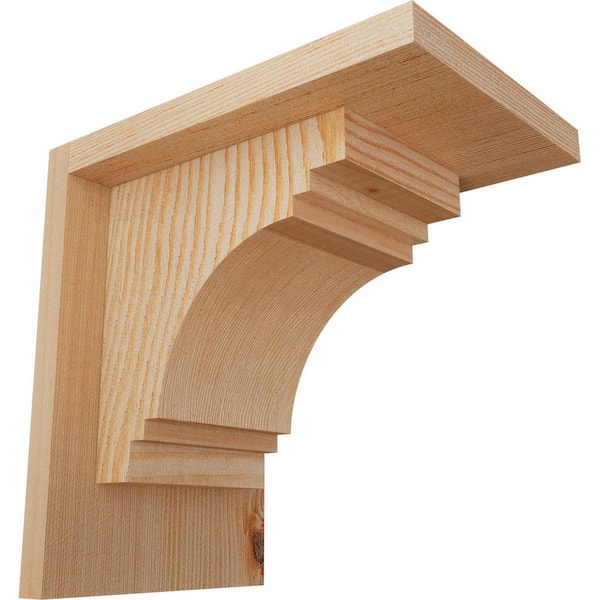 Ekena Millwork 5-1/2 in. x 8 in. x 8 in. Douglas Fir Pescadero Smooth Corbel with Backplate