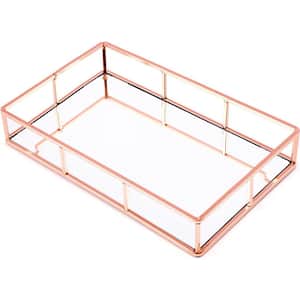 9.45 in. W x 14.17 in. L Rectangular Rose Gold Glass Decorative Trays Vanity Trays