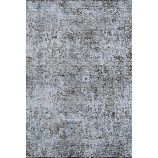 Mayfield Premium Machine Washable Abstract AMF2061 Blue 8 ft. x 10 ft. Area Rug