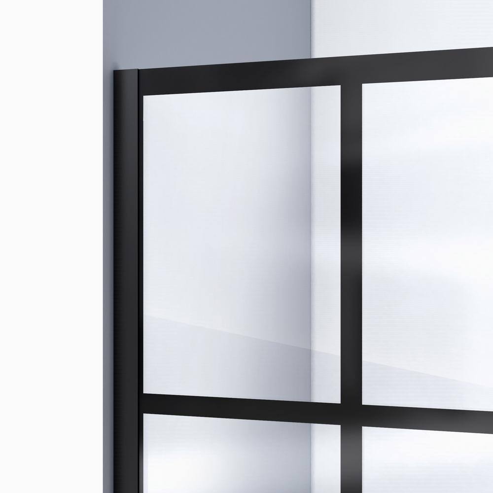Toulon Black Frameless Hinged Shower Enclosure with Clear Glass