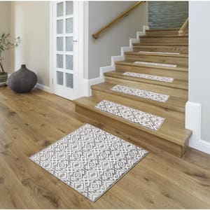 Sofihas, Grey/White 31 in. x 31 in. Non-Slip Landing Mat, Polypropylene w/Rubber Backing, Stair Tread Cover
