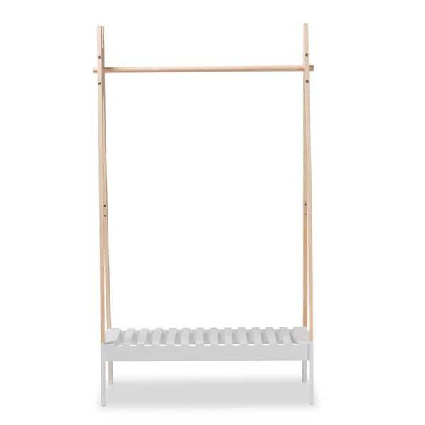 Baxton Studio Raylyn Oak Brown and White Coat Rack