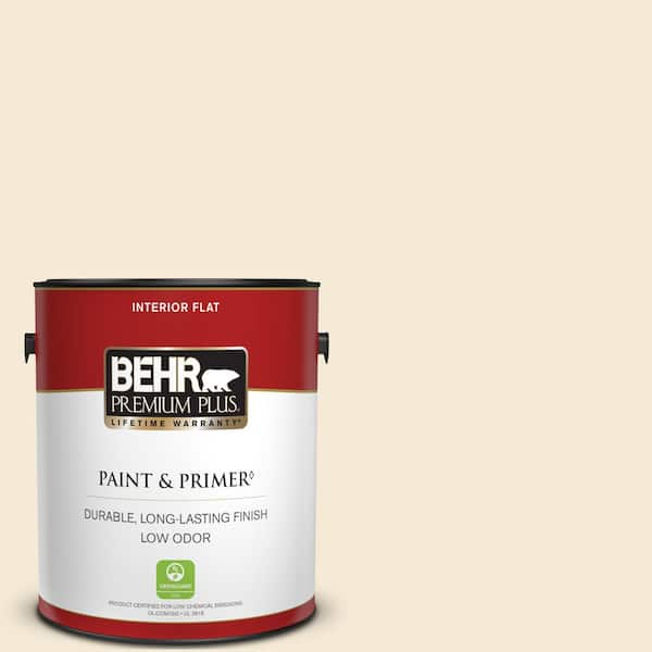 BEHR PREMIUM PLUS 1 gal. #BXC-47 Marquee White Flat Low Odor Interior Paint & Primer