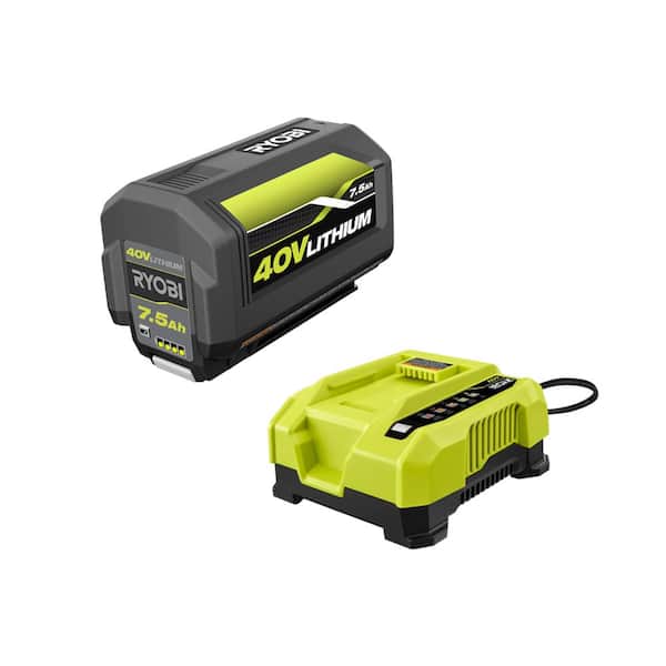 RYOBI 40-Volt Lithium-Ion High Capacity 7.5 Ah Battery and Rapid Charger