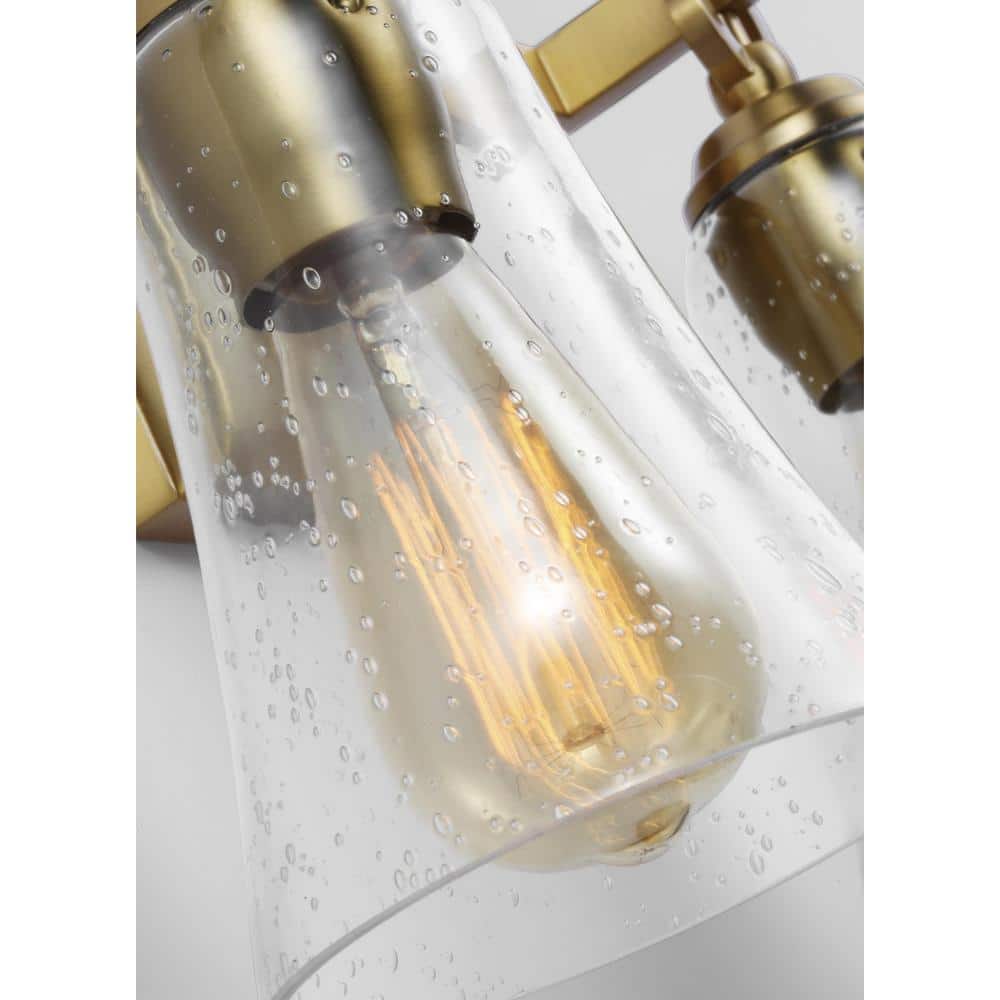 Monterro Burnished Brass 2-Light Vanity with Seeded Glass Shades