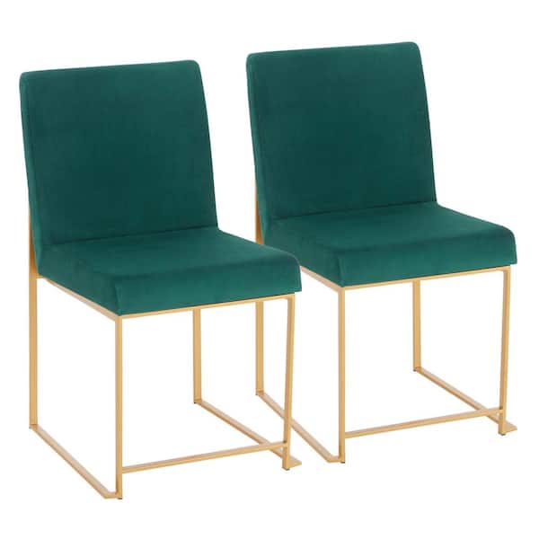 Lumisource Fuji Green VelvetGold High Back Dining Chair (Set of 2)
