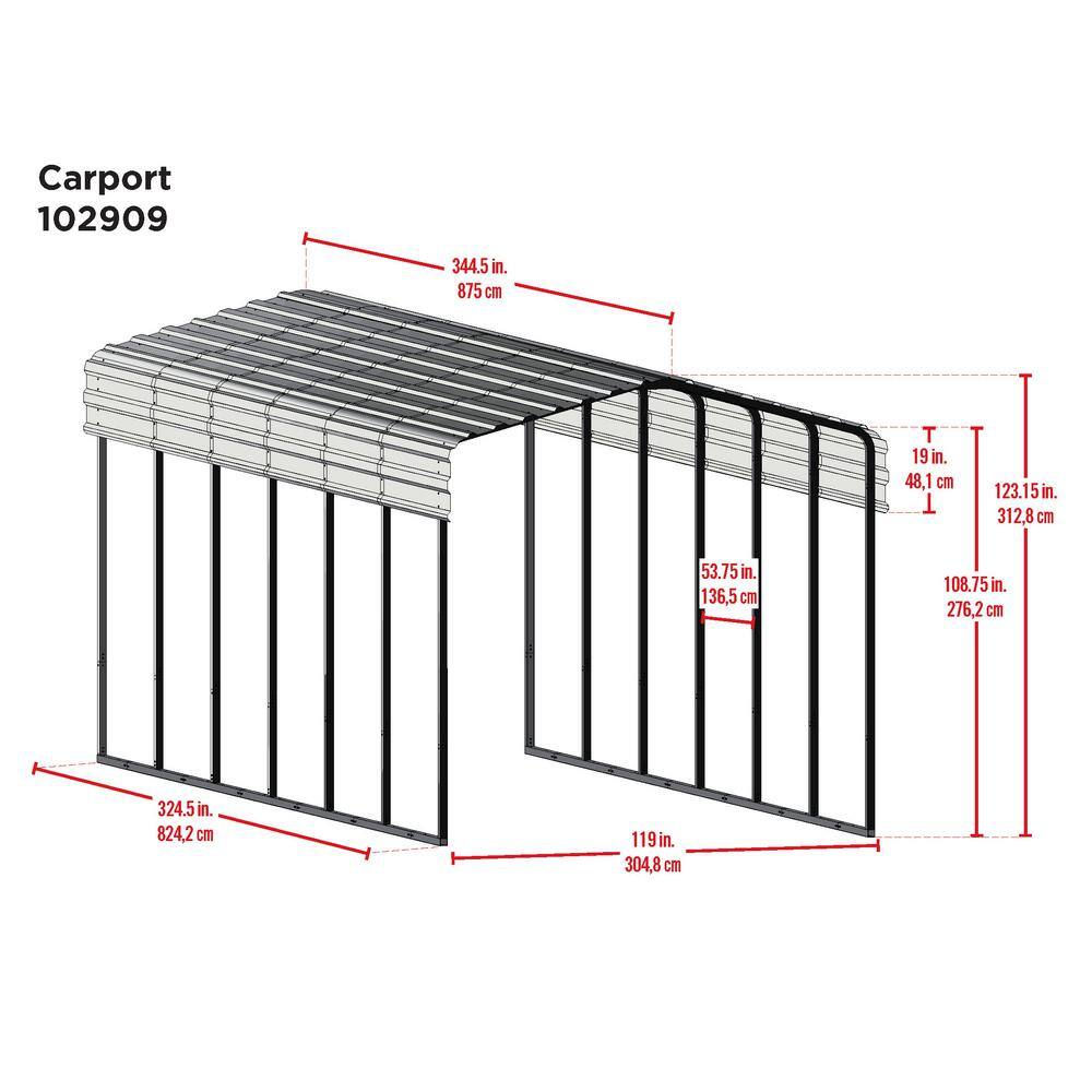 Eggshell Steel Carport Kit with Galvanized Roof