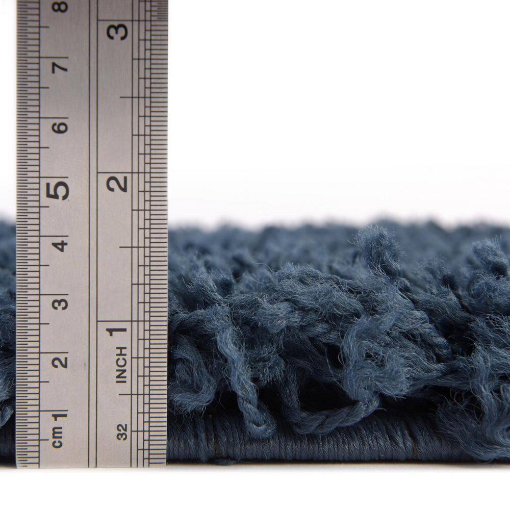 Navy Blue High Pile Shag Rectangular Area Rug